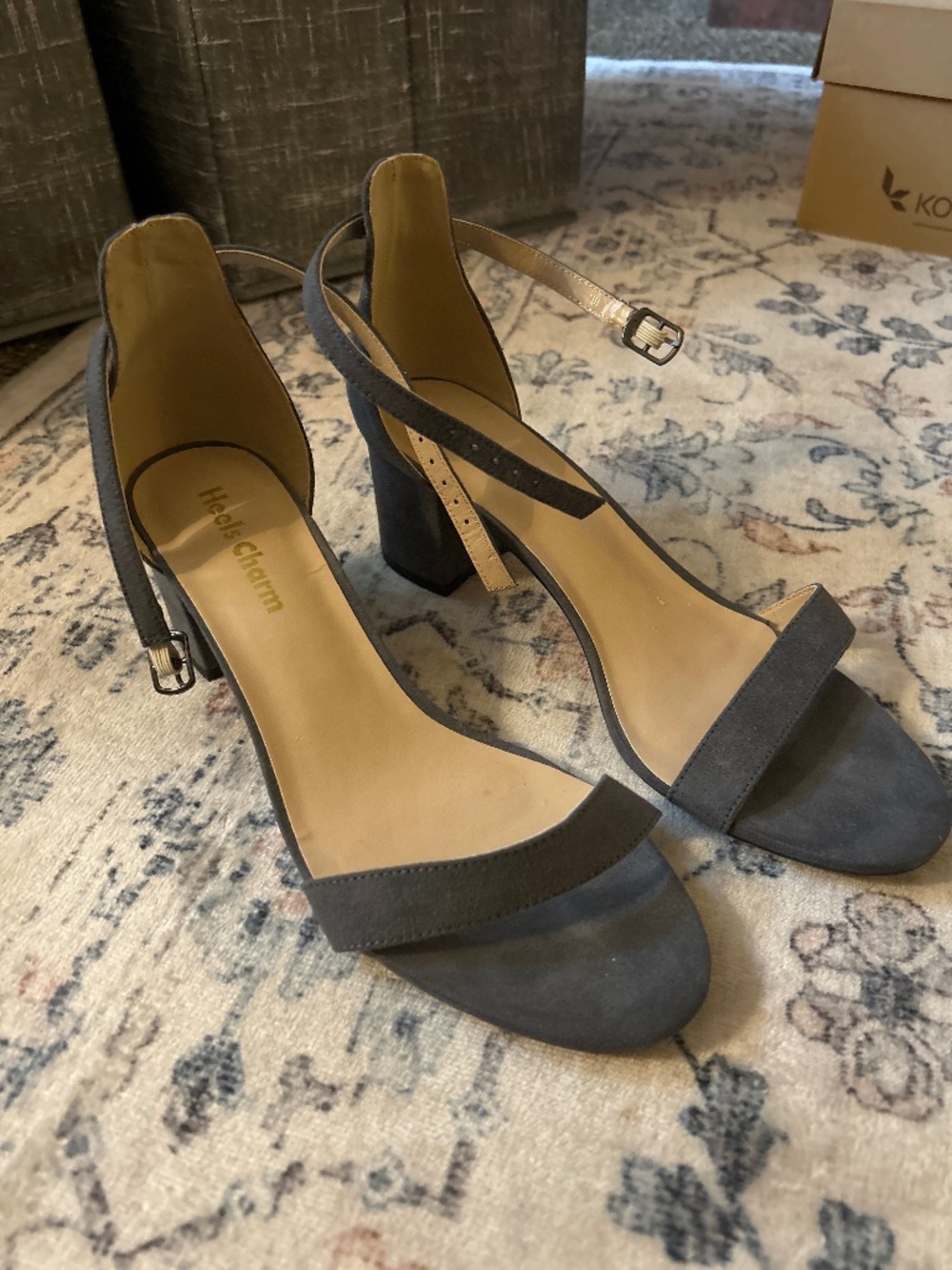 Heels Charm Dark Grey Strappy Heel